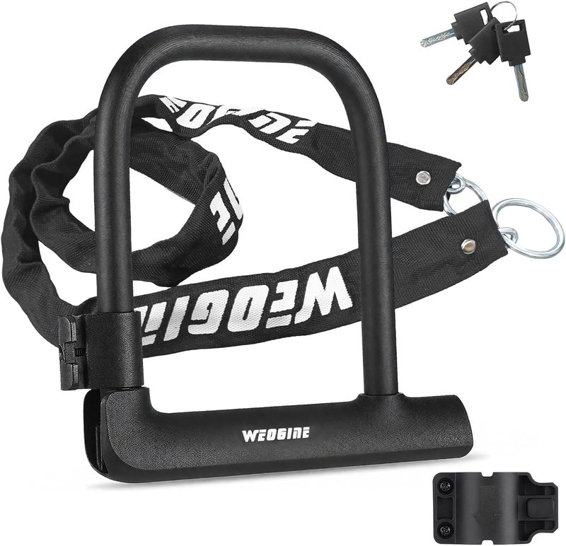 Weogine Bike U Lock with 4ft Security Chain 14mm Shackle, Bike Lock with 3 Keys and Mounting Bracket, Bicycle U-Locks Perfect for Road, Mountain, and Electric Bikes,Bicycle Lock - Image 1